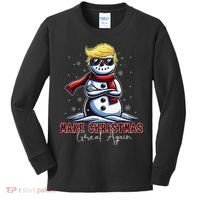Make Christmas Great Again Snowman Trump Holiday Kids Long Sleeve Shirt thumb 0