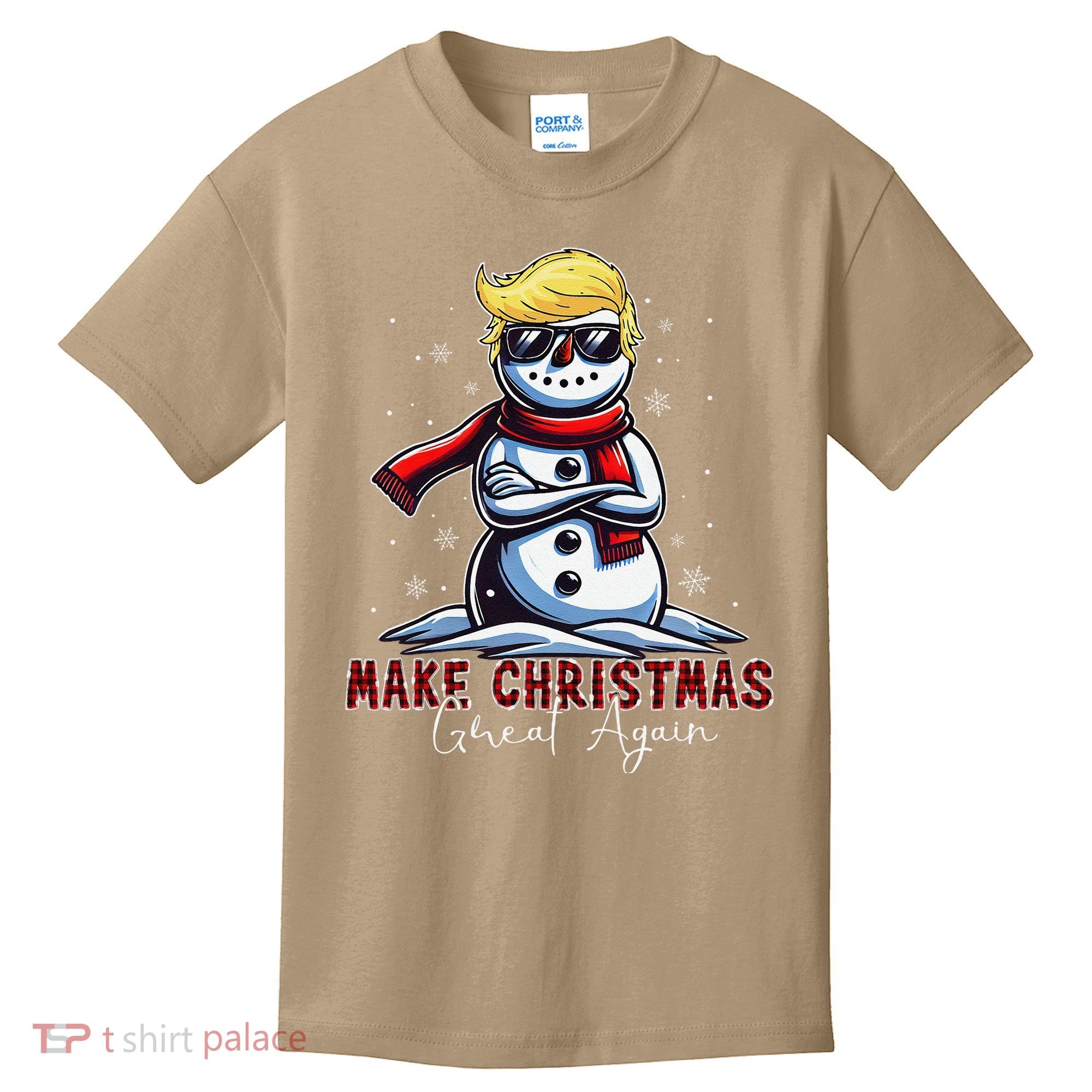Make Christmas Great Again Snowman Trump Holiday Kids T-Shirt