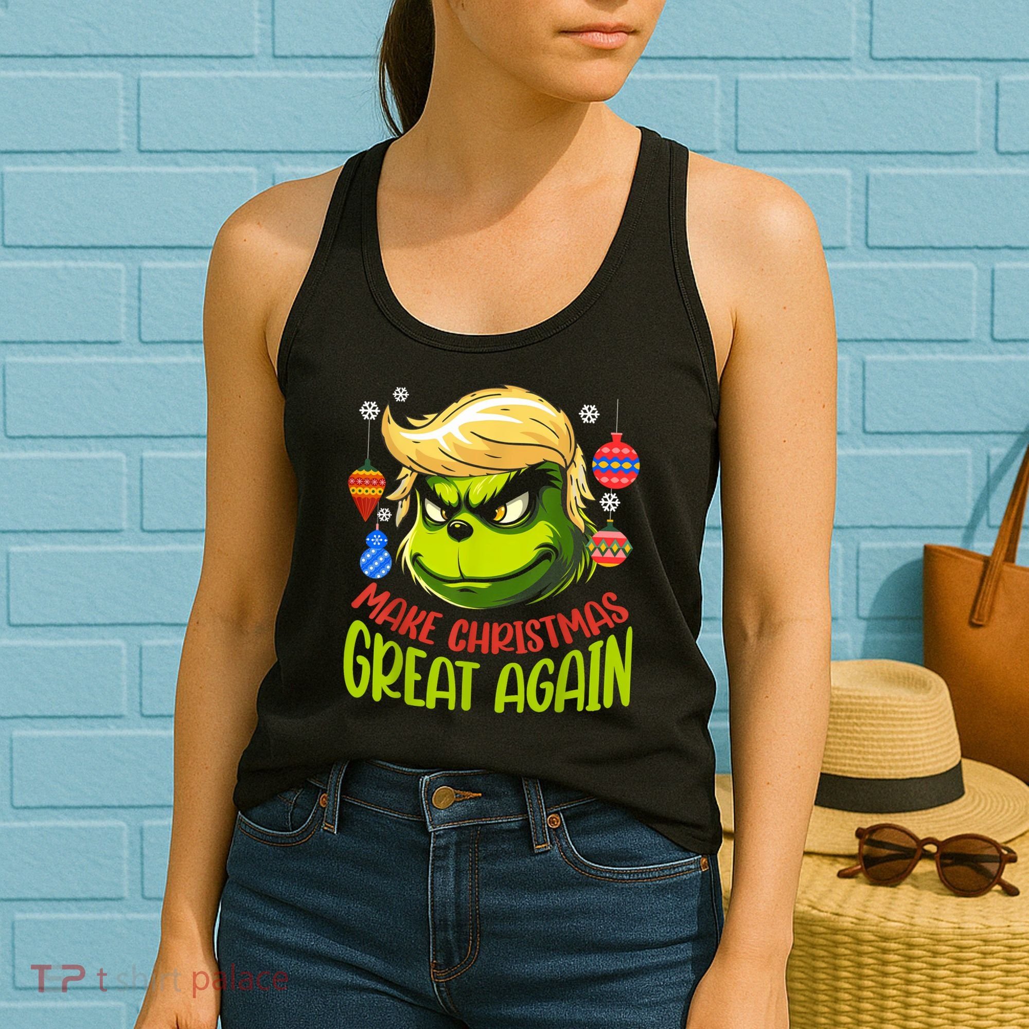 Make Christmas Great Again Donald Trump Xmas Funny Gift Women's Tank Top