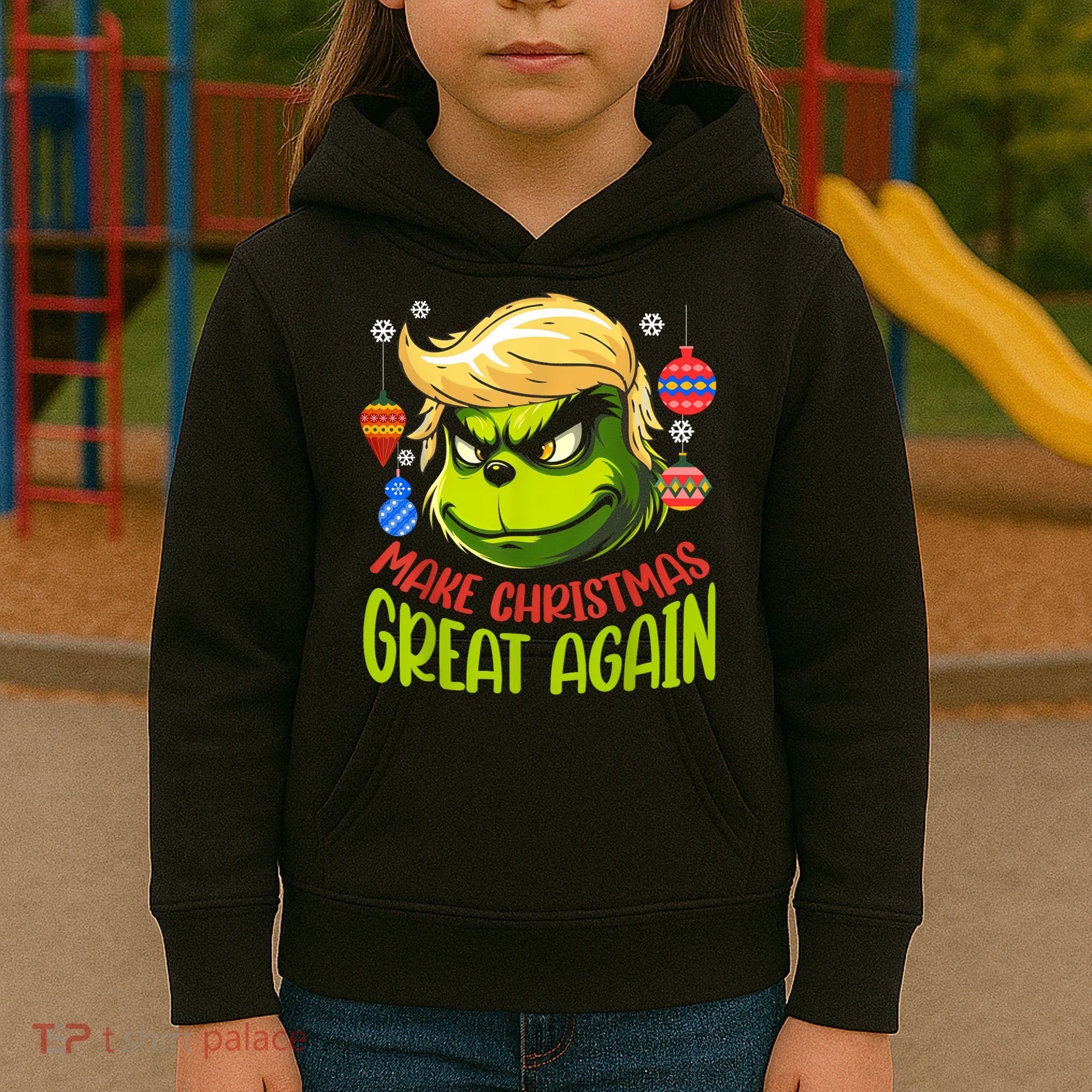 Make Christmas Great Again Donald Trump Xmas Funny Gift Kids Hoodie