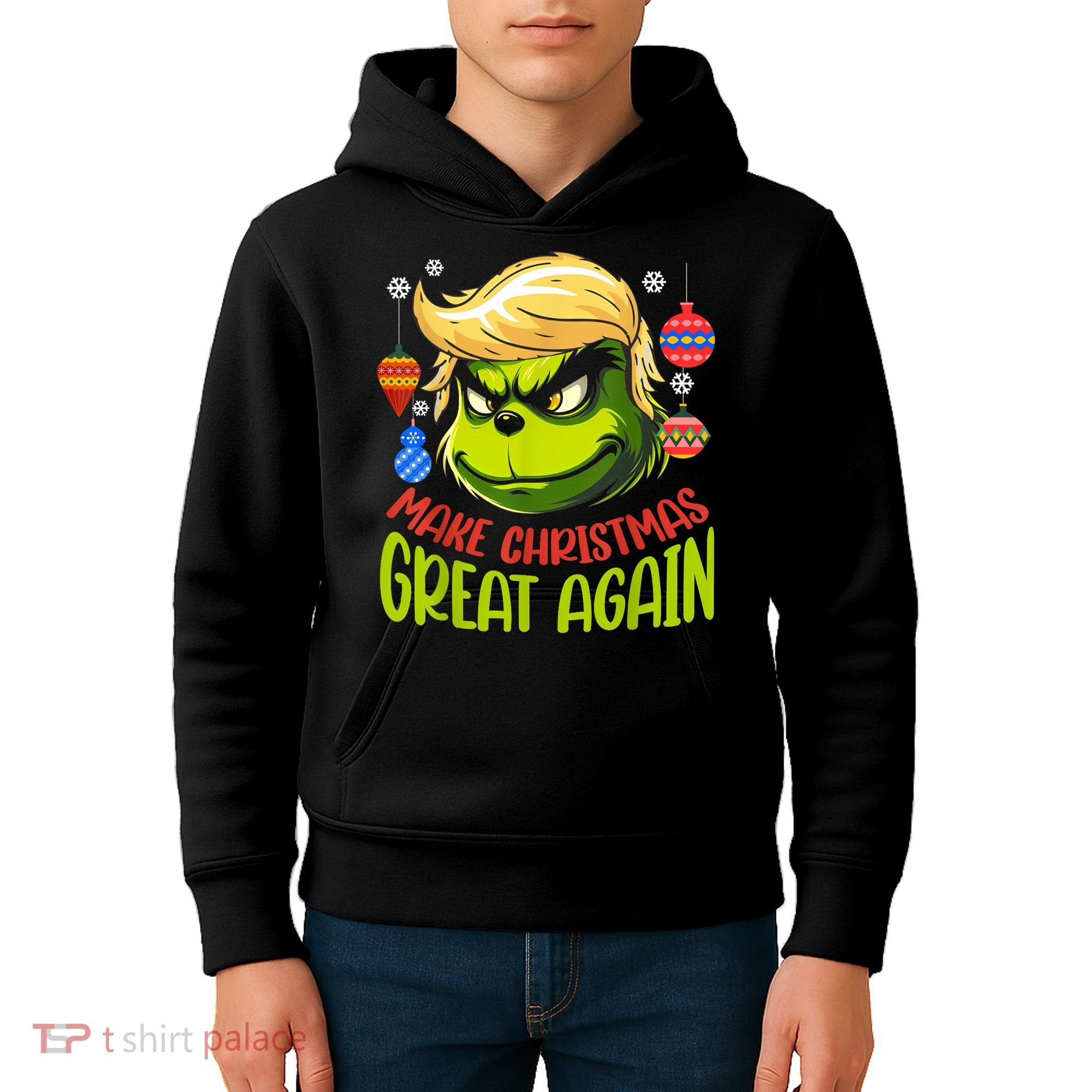 Make Christmas Great Again Donald Trump Xmas Funny Gift Kids Hoodie