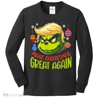 Make Christmas Great Again Donald Trump Xmas Funny Gift Kids Long Sleeve Shirt