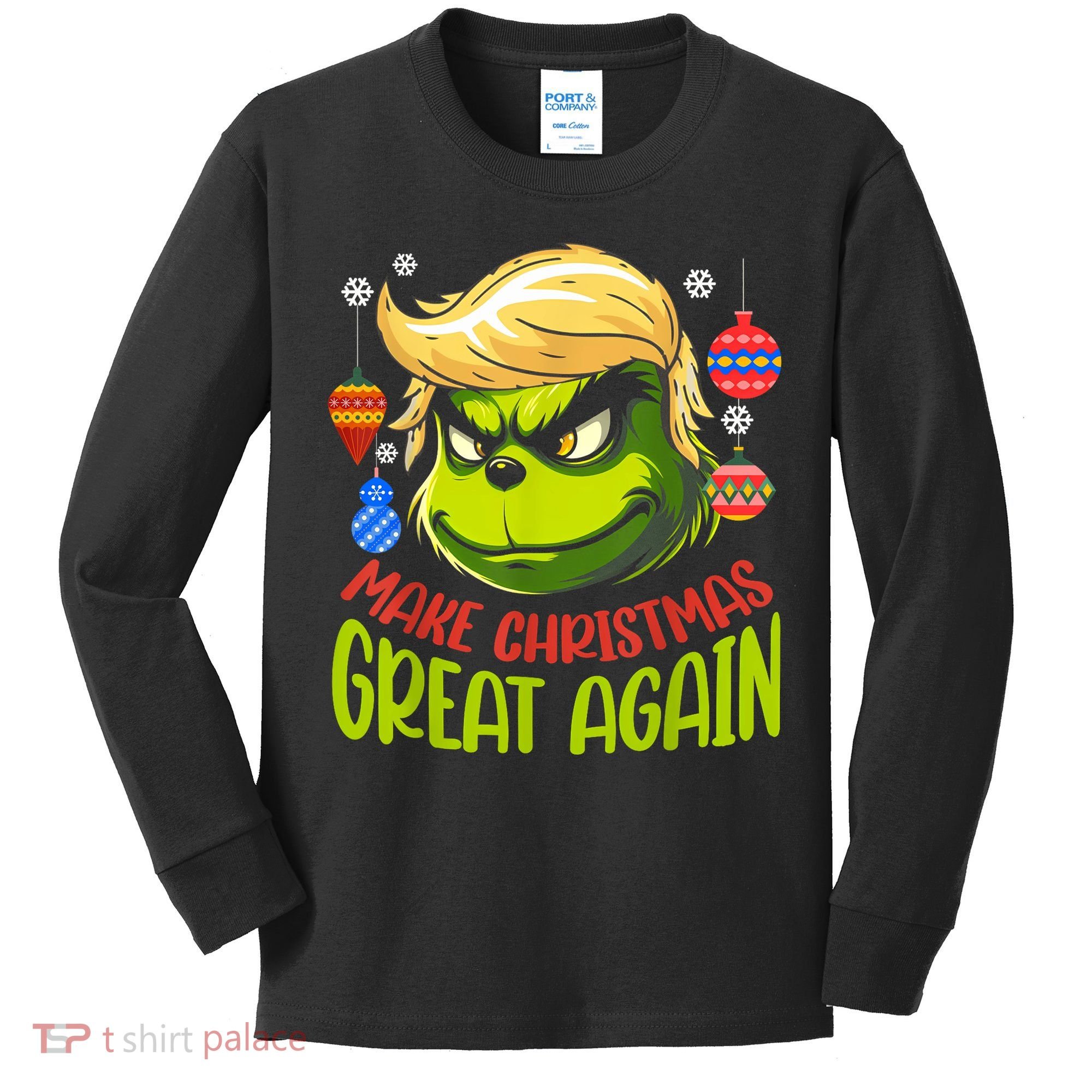 Make Christmas Great Again Donald Trump Xmas Funny Gift Kids Long Sleeve Shirt