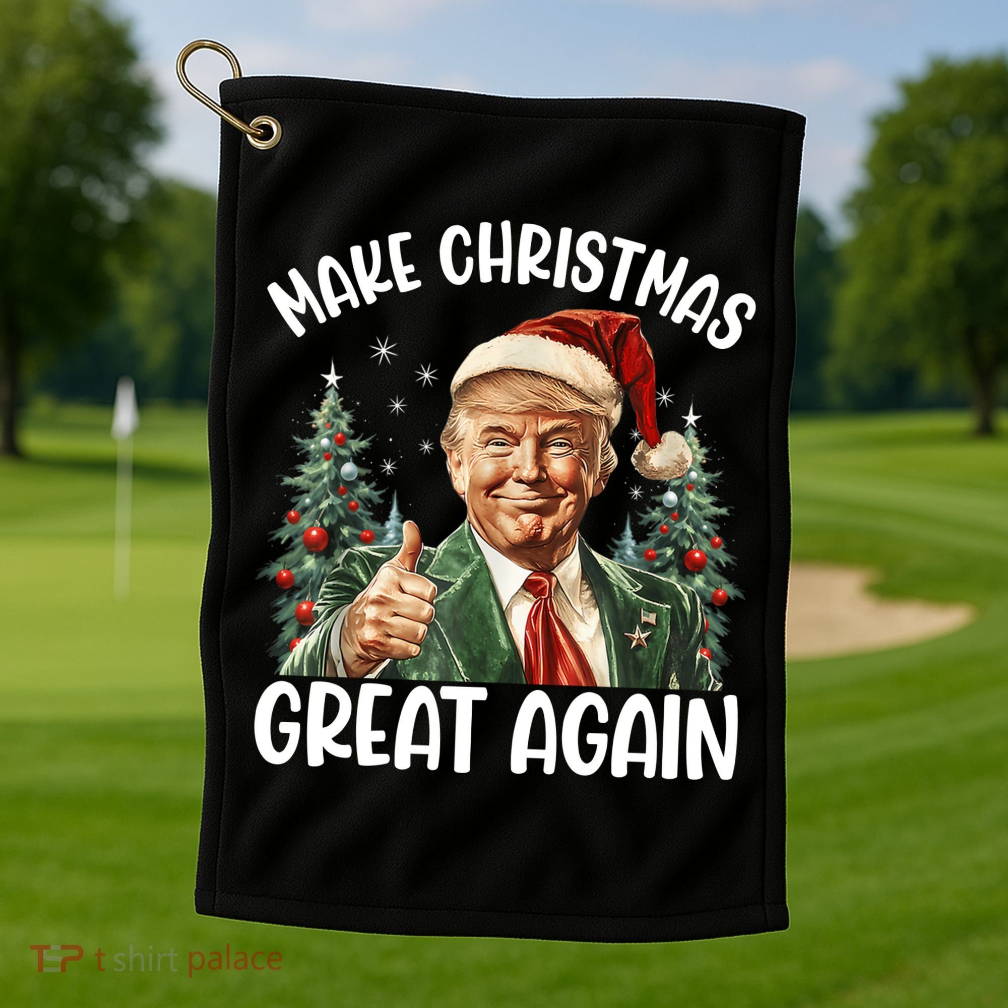 Make Christmas Great Again Donald Trump Funny Holiday Golf Towel