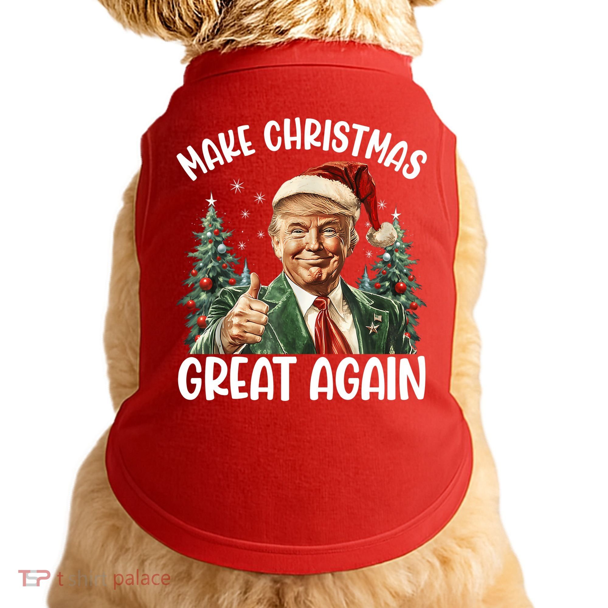 Make Christmas Great Again Donald Trump Funny Holiday Doggie Tank