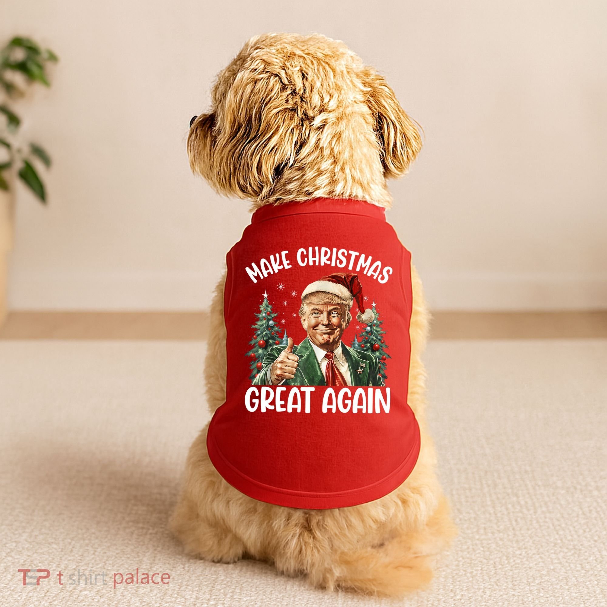 Make Christmas Great Again Donald Trump Funny Holiday Doggie Tank