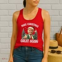 Make Christmas Great Again Donald Trump Funny Holiday Women's Tank Top thumb 2
