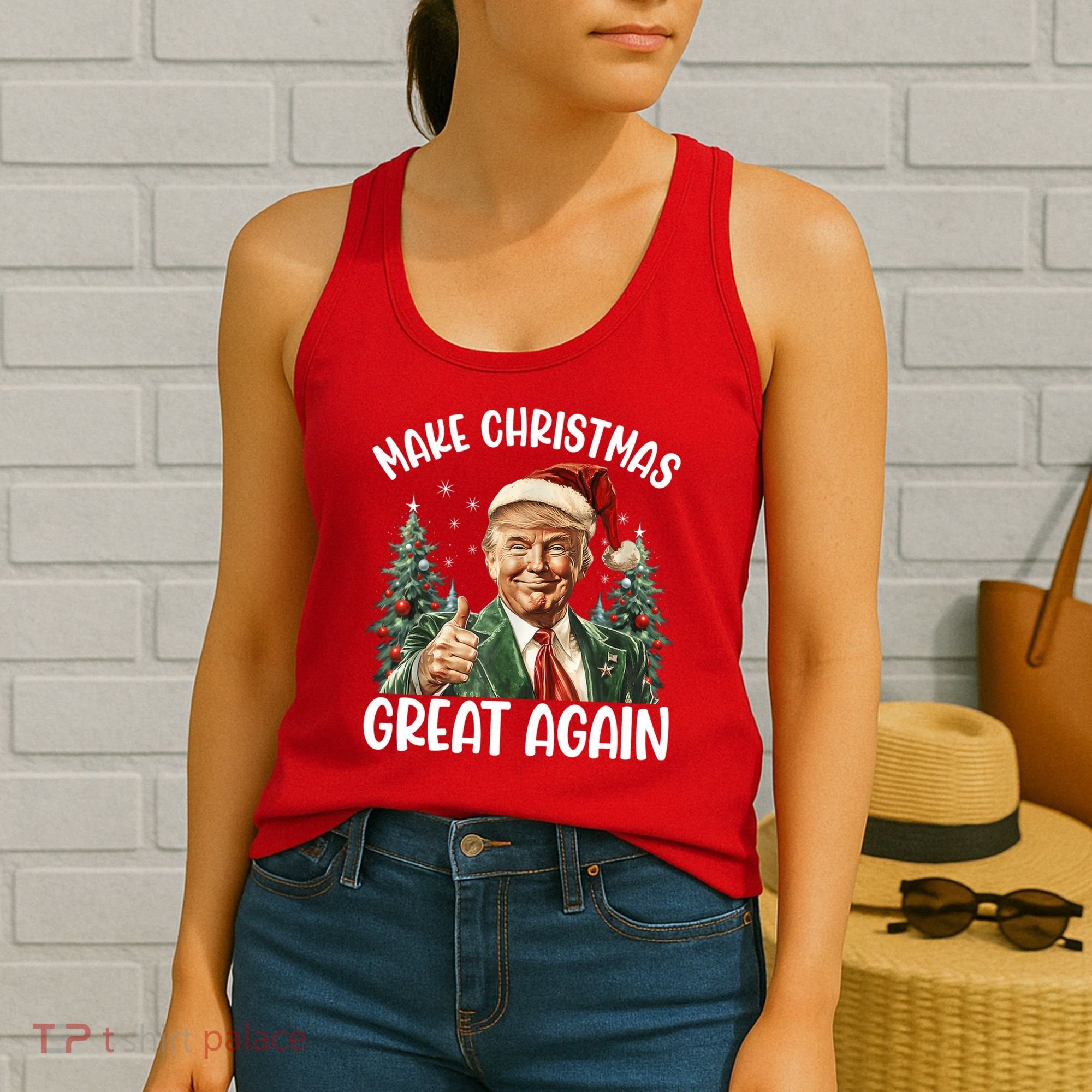 Make Christmas Great Again Donald Trump Funny Holiday Women's Tank Top