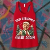 Make Christmas Great Again Donald Trump Funny Holiday Women's Tank Top thumb 3