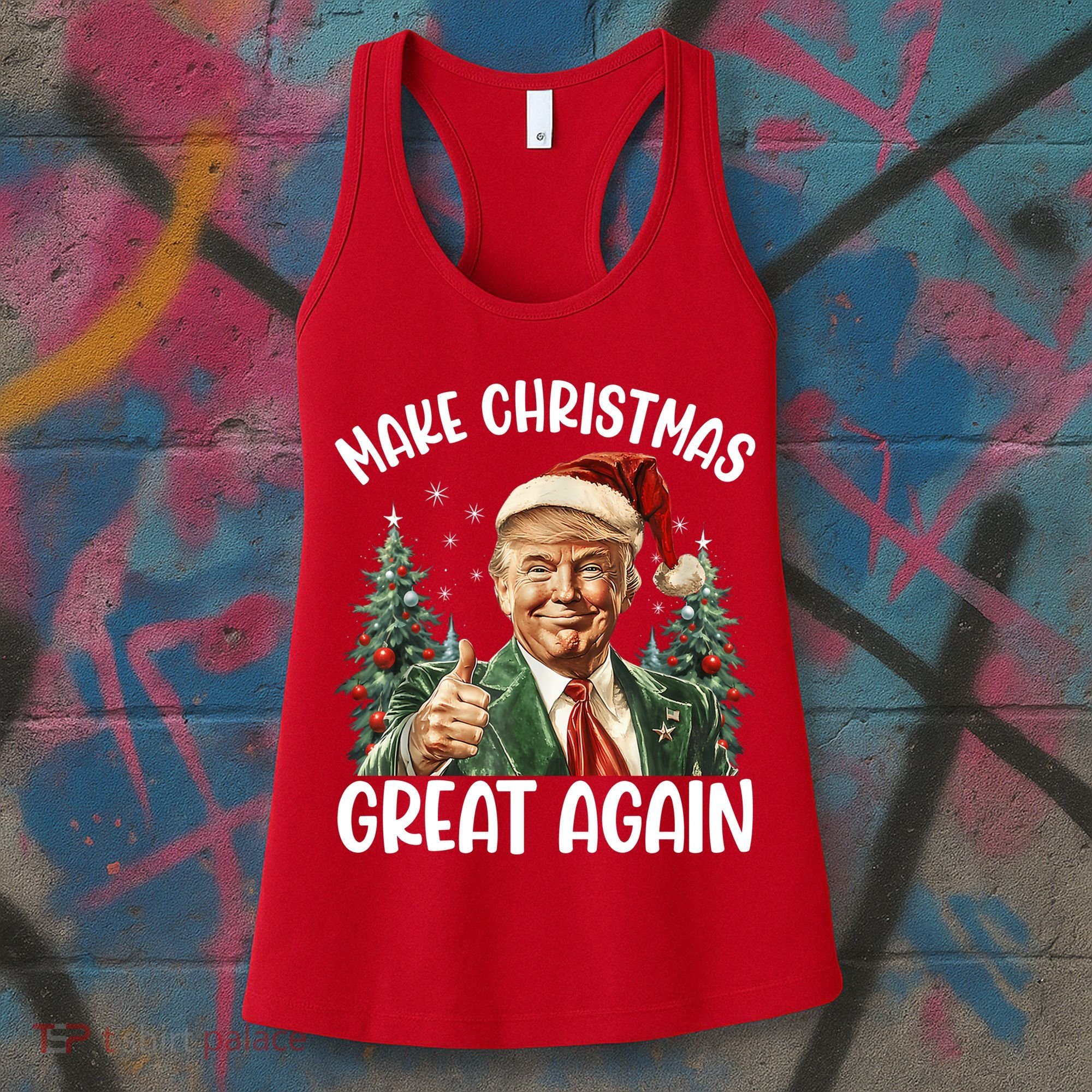 Make Christmas Great Again Donald Trump Funny Holiday Women's Tank Top
