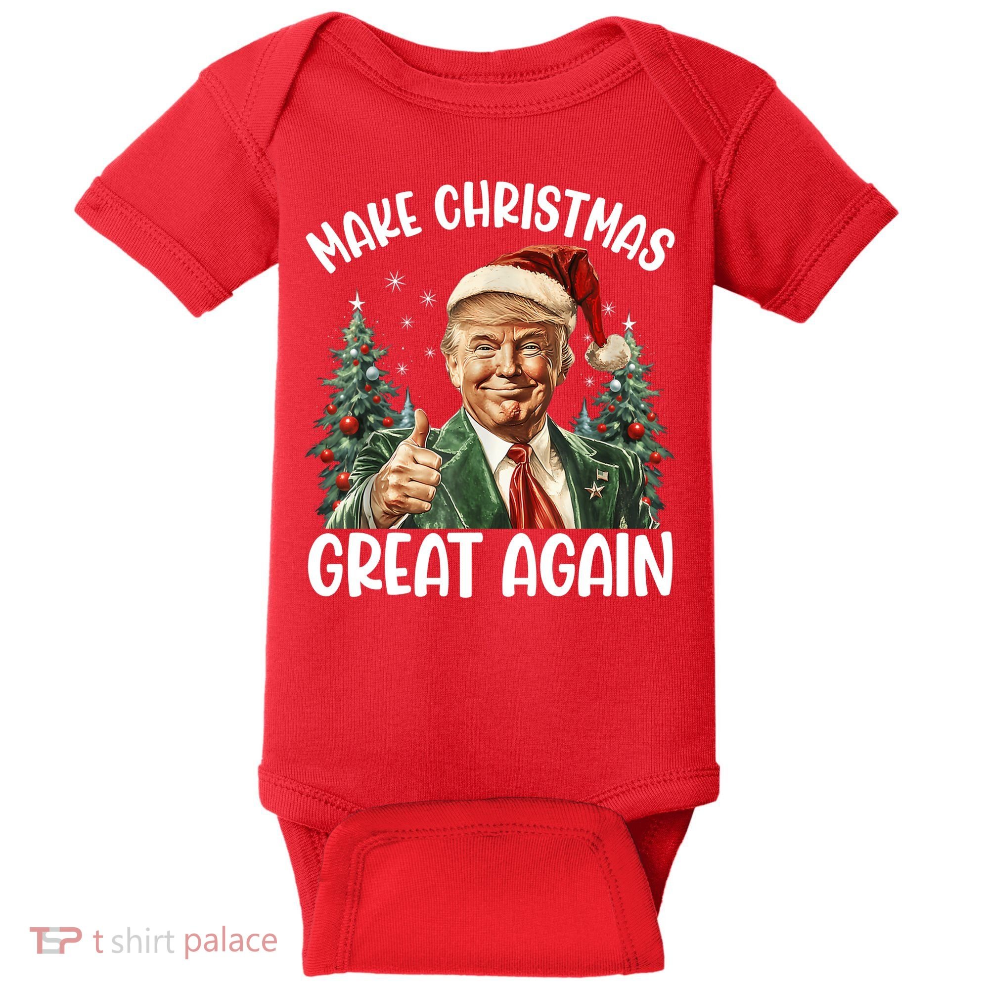 Make Christmas Great Again Donald Trump Funny Holiday Baby Bodysuit