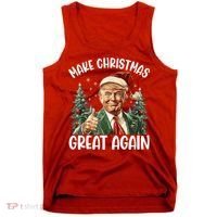 Make Christmas Great Again Donald Trump Funny Holiday Tank Top thumb 0