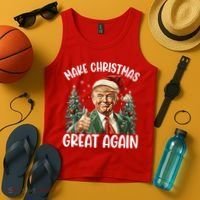 Make Christmas Great Again Donald Trump Funny Holiday Tank Top thumb 4