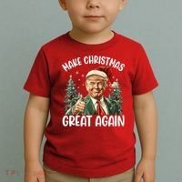 Make Christmas Great Again Donald Trump Funny Holiday Toddler T-Shirt thumb 2