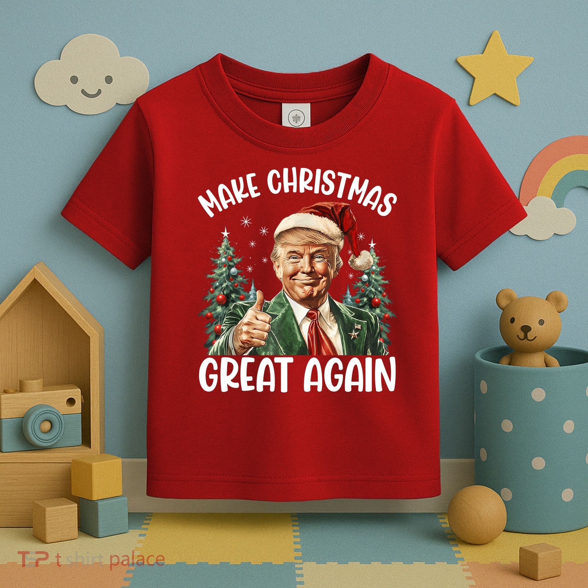 Make Christmas Great Again Donald Trump Funny Holiday Toddler T-Shirt