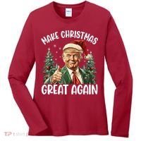 Make Christmas Great Again Donald Trump Funny Holiday Women's Long Sleeve Shirt thumb 0