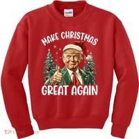 Make Christmas Great Again Donald Trump Funny Holiday Kids Sweatshirt thumb 0