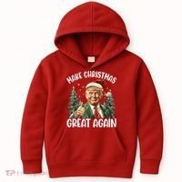 Make Christmas Great Again Donald Trump Funny Holiday Kids Hoodie thumb 0