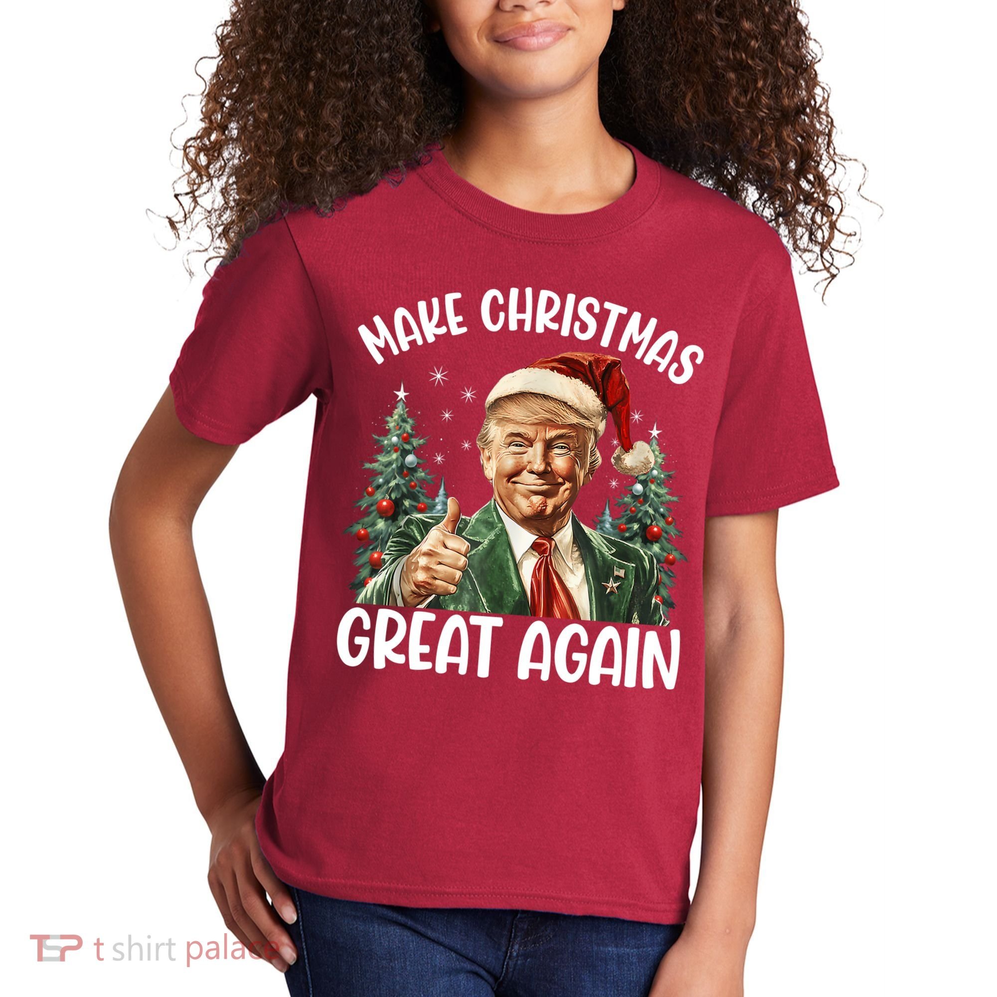 Make Christmas Great Again Donald Trump Funny Holiday Kids T-Shirt