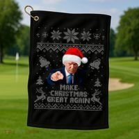 Make Christmas Great Again Donald Trump Holiday Golf Towel thumb 1
