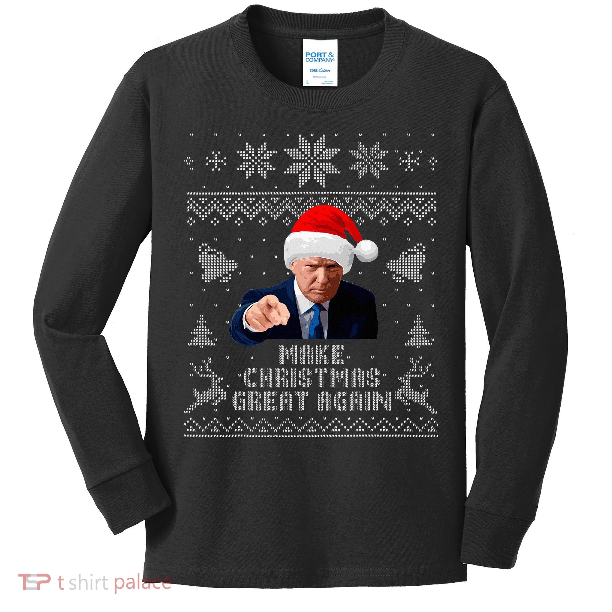 Make Christmas Great Again Donald Trump Holiday Kids Long Sleeve Shirt