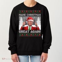 Make Christmas Great Again Funny Trump Pajamas Ugly Sweater Women's Sweatshirt thumb 0