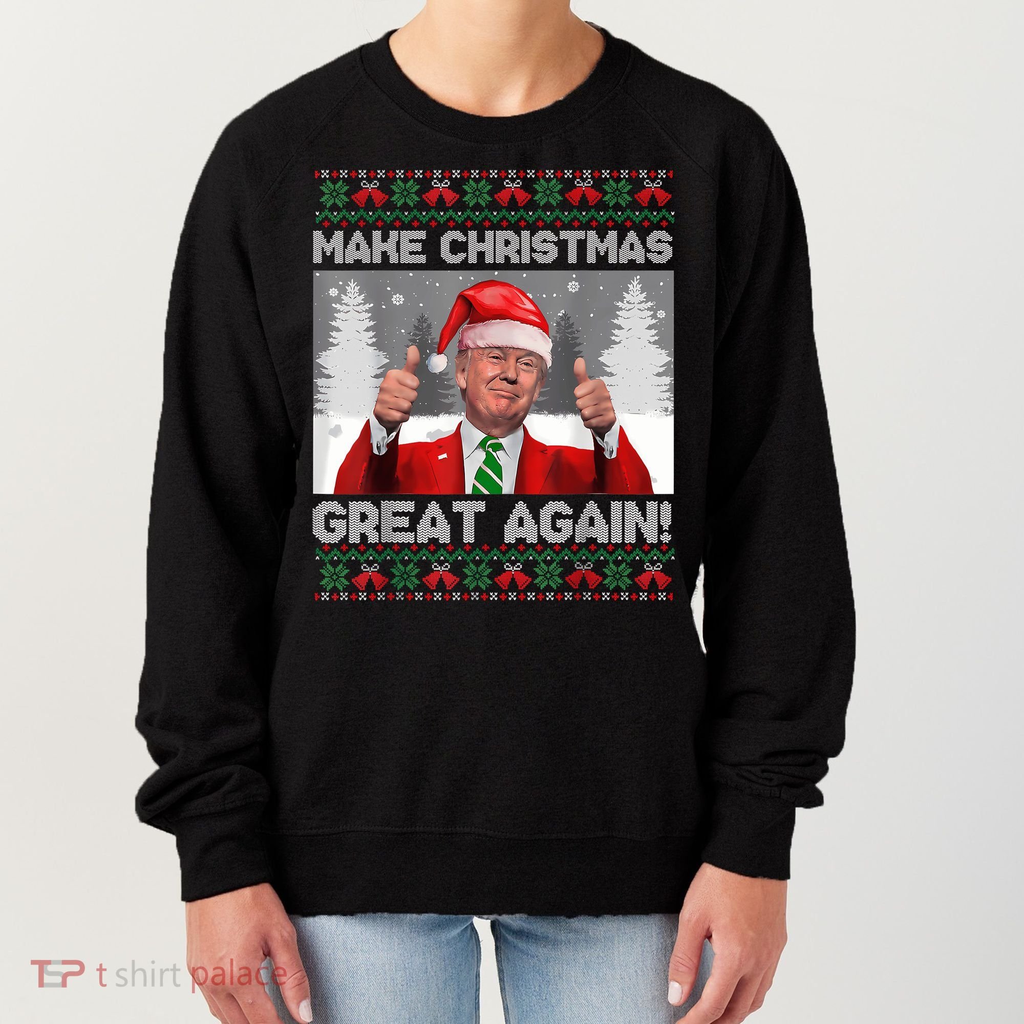 Make Christmas Great Again Funny Trump Pajamas Ugly Sweater Women's Sweatshirt