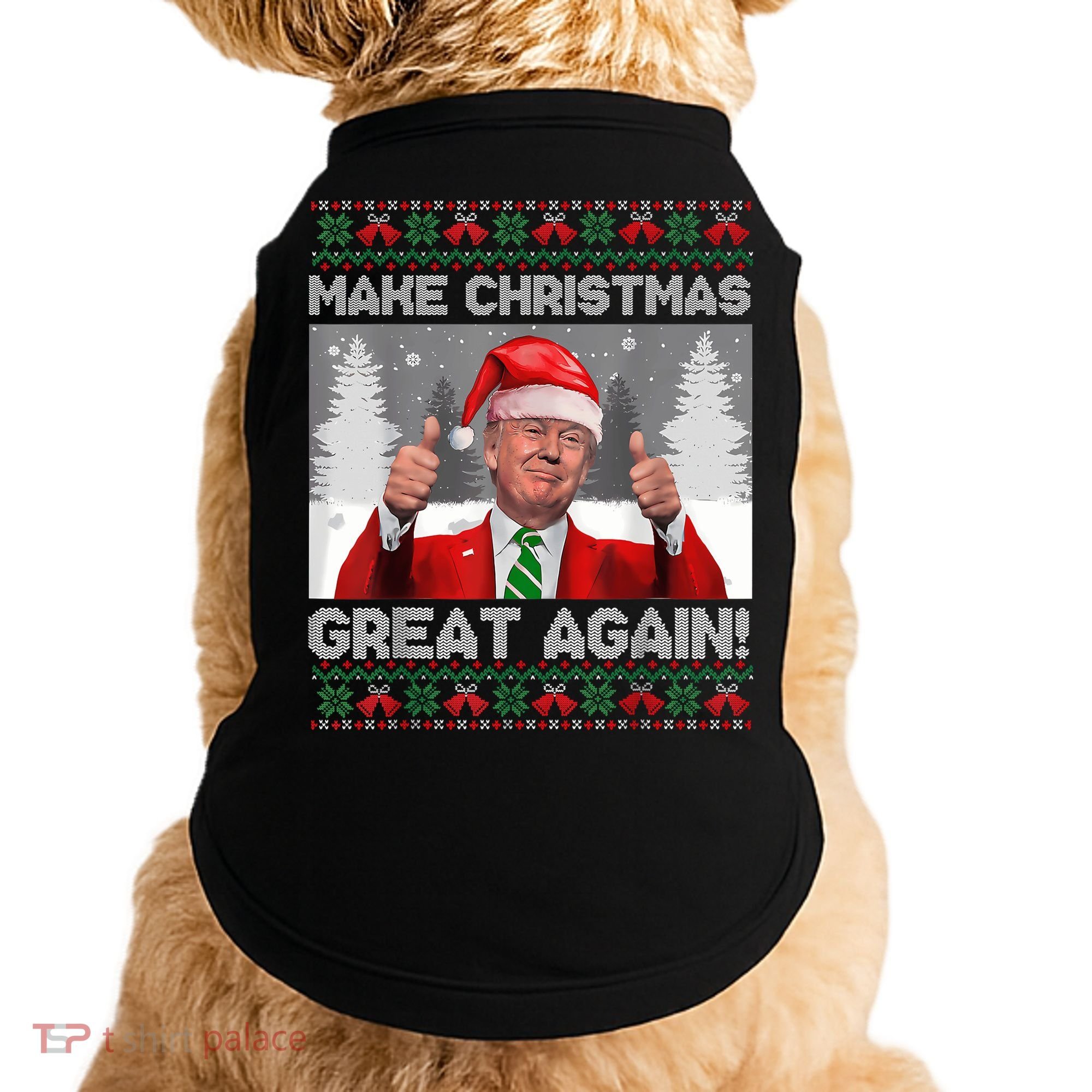 Make Christmas Great Again Funny Trump Pajamas Ugly Sweater Doggie Tank