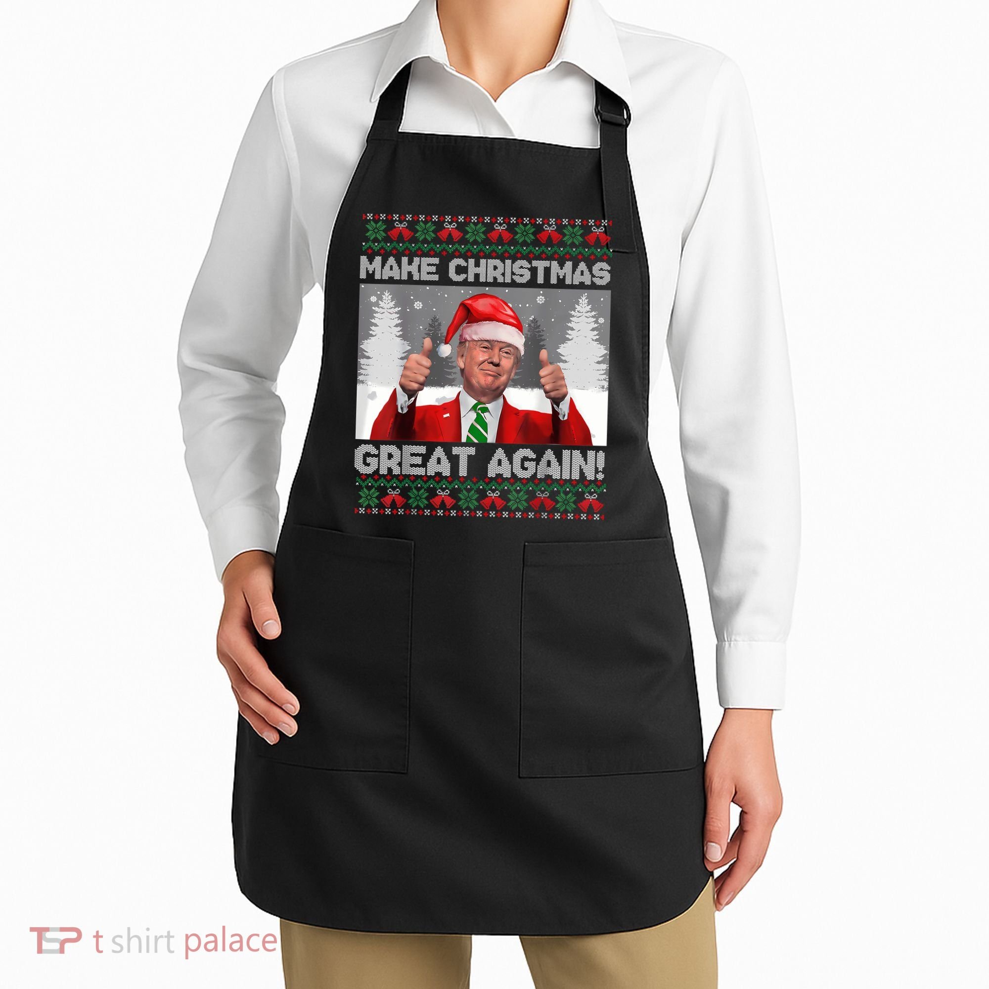 Make Christmas Great Again Funny Trump Pajamas Ugly Sweater Apron