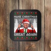 Make Christmas Great Again Funny Trump Pajamas Ugly Sweater Coaster thumb 0