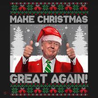 Make Christmas Great Again Funny Trump Pajamas Ugly Sweater Women's Hoodie thumb 2