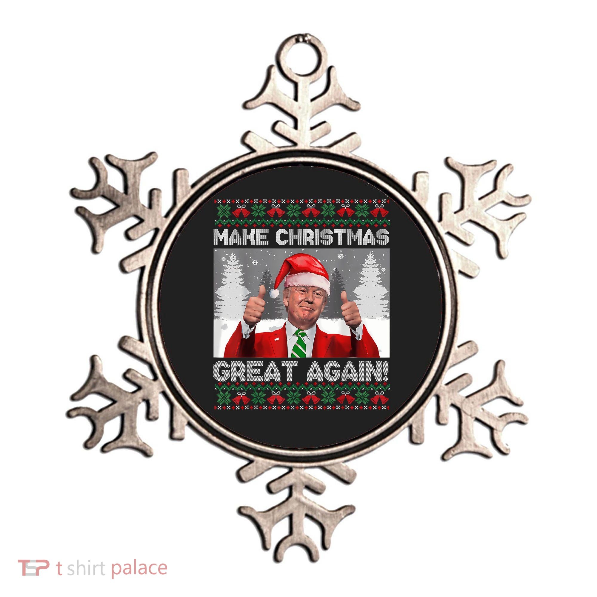 Make Christmas Great Again Funny Trump Pajamas Ugly Sweater Ornament