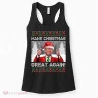 Make Christmas Great Again Funny Trump Pajamas Ugly Sweater Women's Tank Top thumb 0
