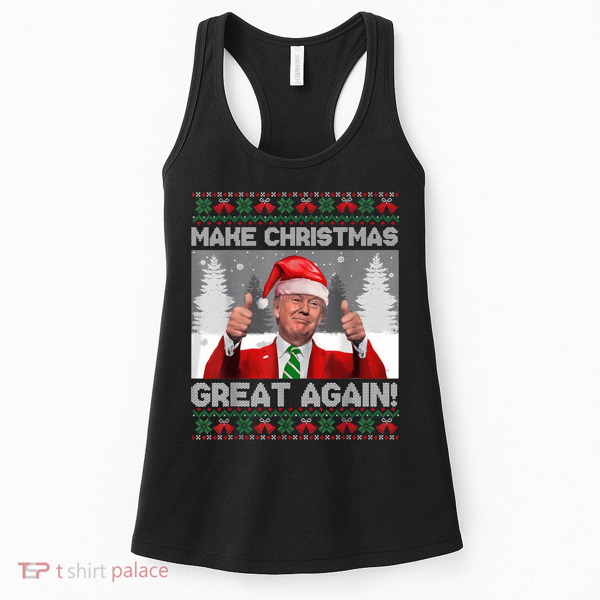 Make Christmas Great Again Funny Trump Pajamas Ugly Sweater Women's Tank Top