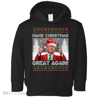 Make Christmas Great Again Funny Trump Pajamas Ugly Sweater Toddler Hoodie
