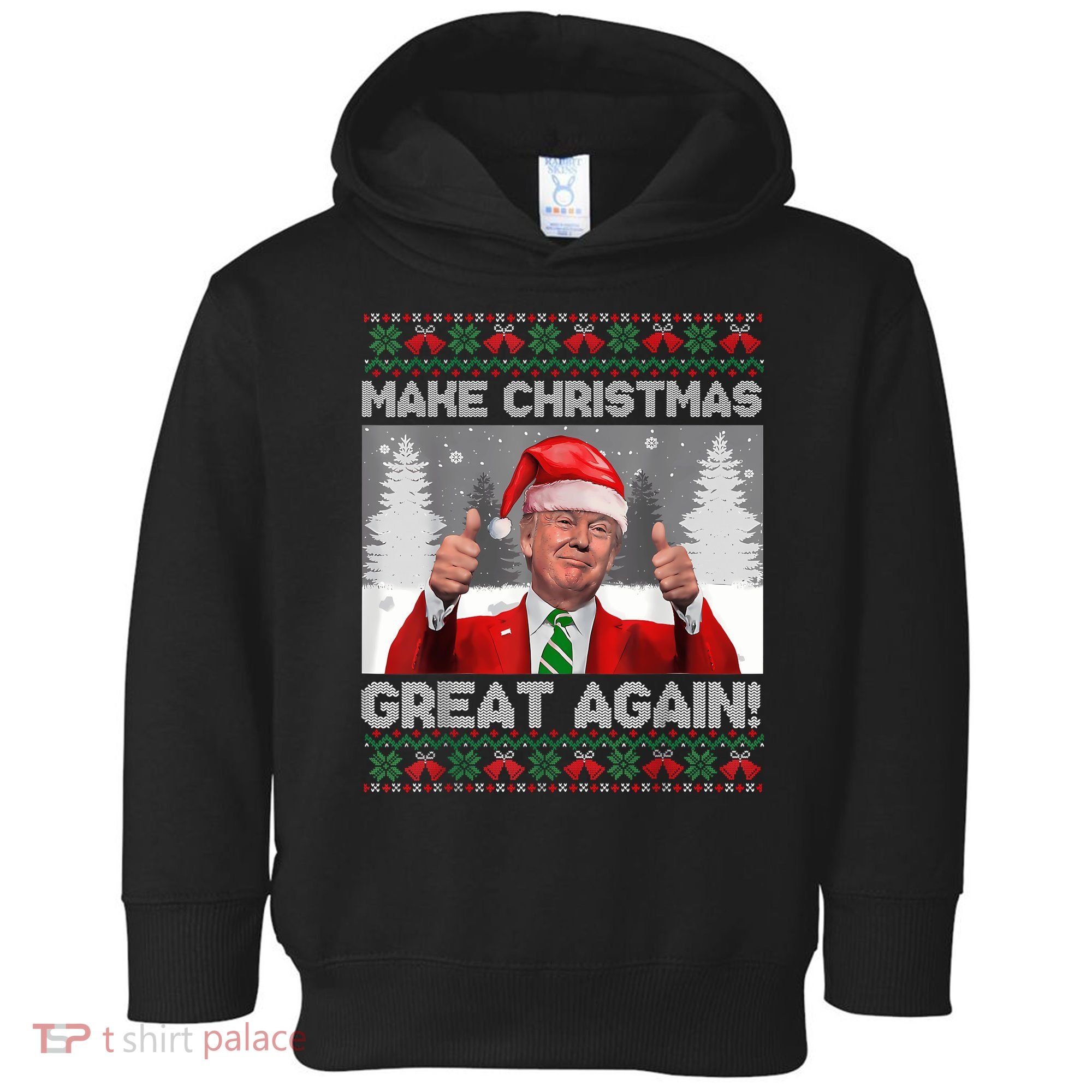Make Christmas Great Again Funny Trump Pajamas Ugly Sweater Toddler Hoodie