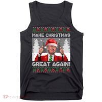 Make Christmas Great Again Funny Trump Pajamas Ugly Sweater Tank Top thumb 0