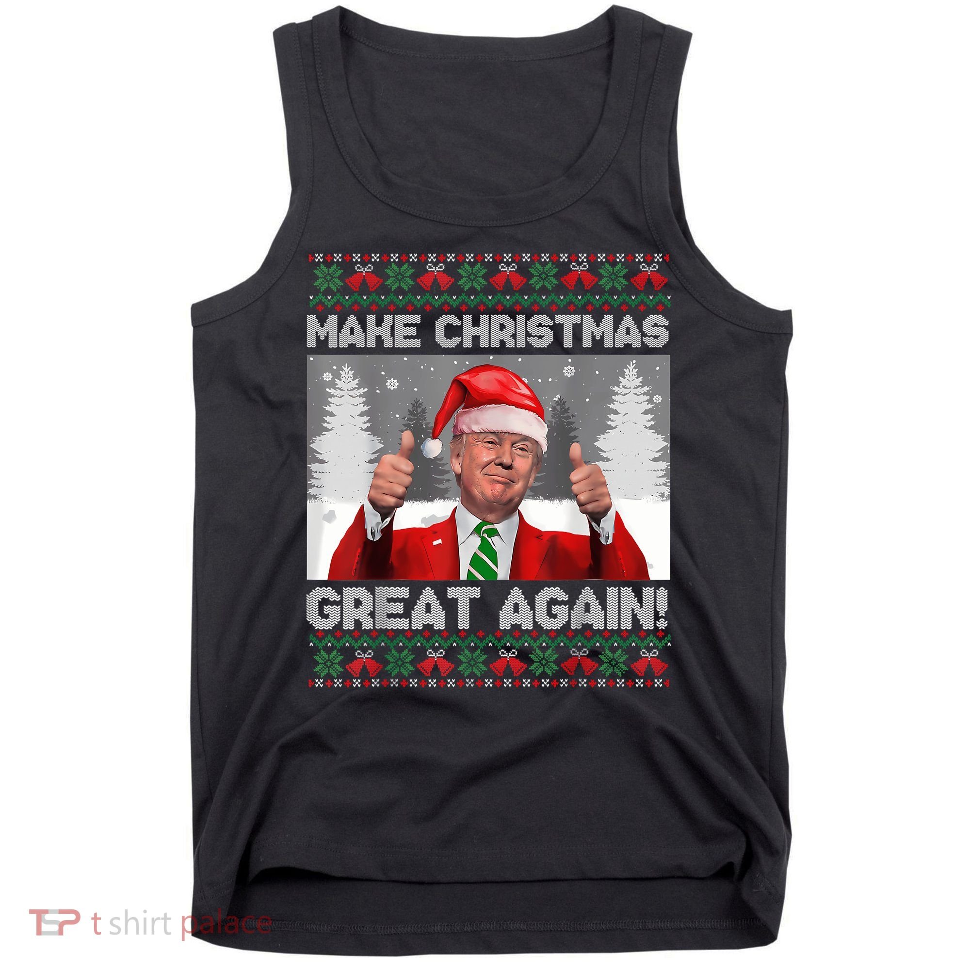 Make Christmas Great Again Funny Trump Pajamas Ugly Sweater Tank Top
