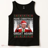 Make Christmas Great Again Funny Trump Pajamas Ugly Sweater Tank Top thumb 2