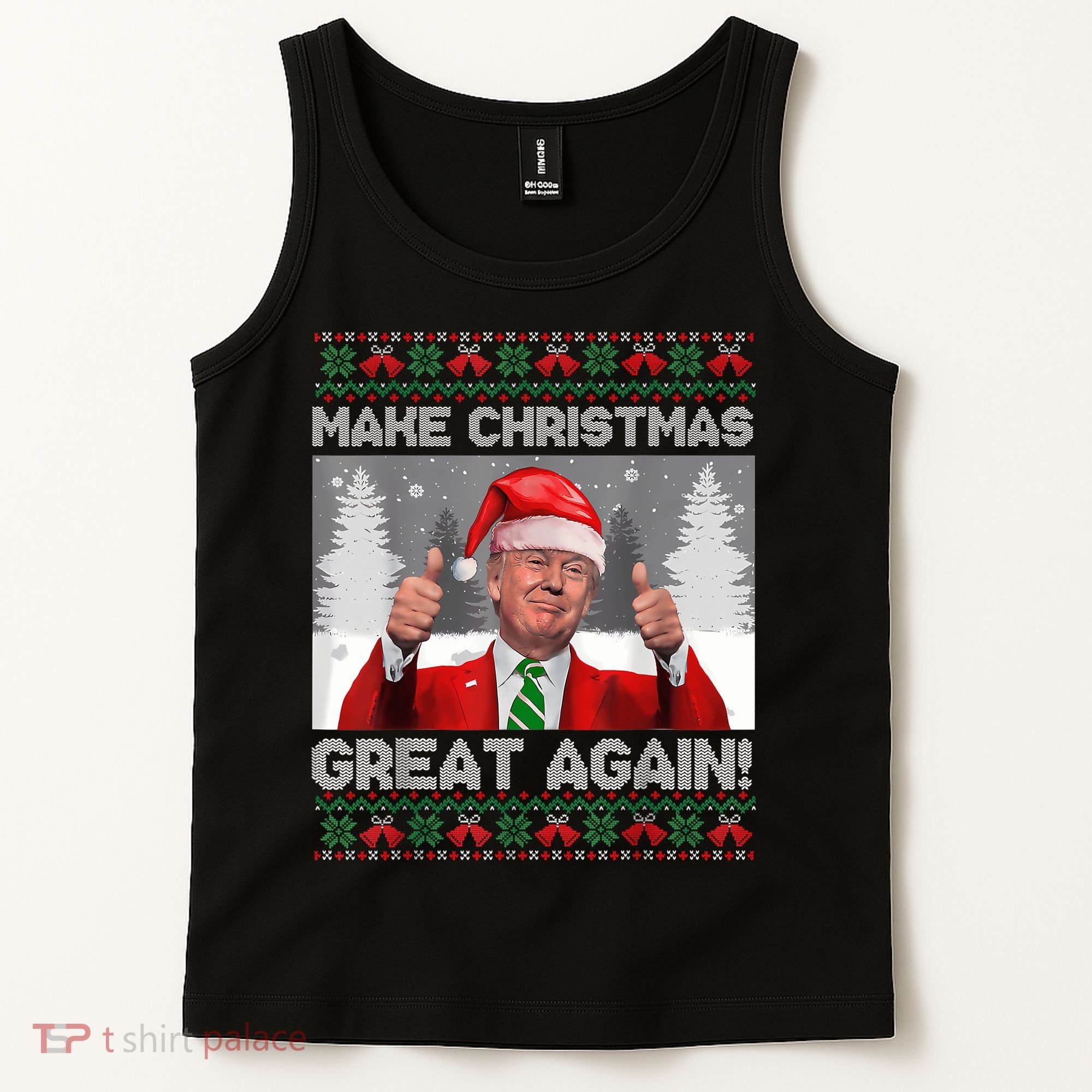 Make Christmas Great Again Funny Trump Pajamas Ugly Sweater Tank Top