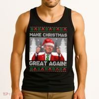 Make Christmas Great Again Funny Trump Pajamas Ugly Sweater Tank Top thumb 3