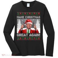 Make Christmas Great Again Funny Trump Pajamas Ugly Sweater Women's Long Sleeve Shirt thumb 0