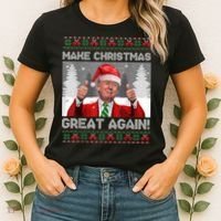 Make Christmas Great Again Funny Trump Pajamas Ugly Sweater Women's T-Shirt thumb 2