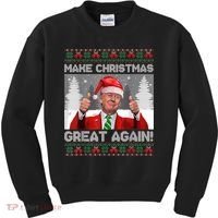 Make Christmas Great Again Funny Trump Pajamas Ugly Sweater Kids Sweatshirt thumb 0