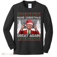 Make Christmas Great Again Funny Trump Pajamas Ugly Sweater Kids Long Sleeve Shirt thumb 0