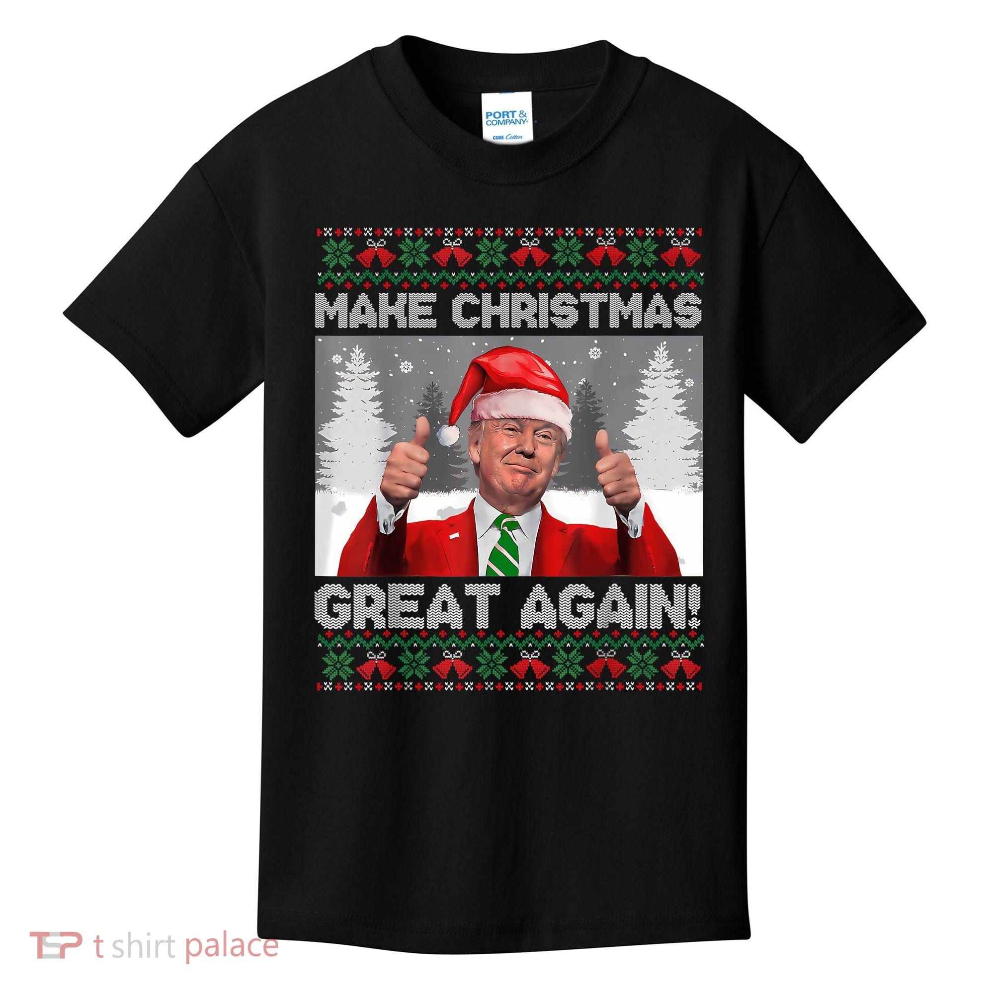 Make Christmas Great Again Funny Trump Pajamas Ugly Sweater Kids T-Shirt