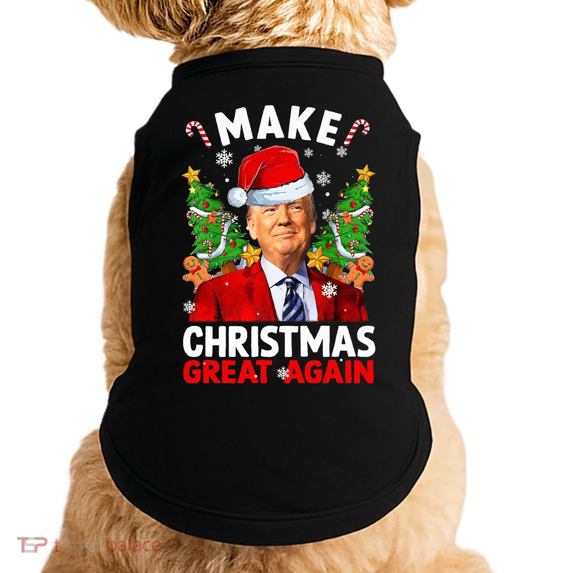 Make Christmas Great Again Funny Donald Trump Santa Xmas Doggie Tank