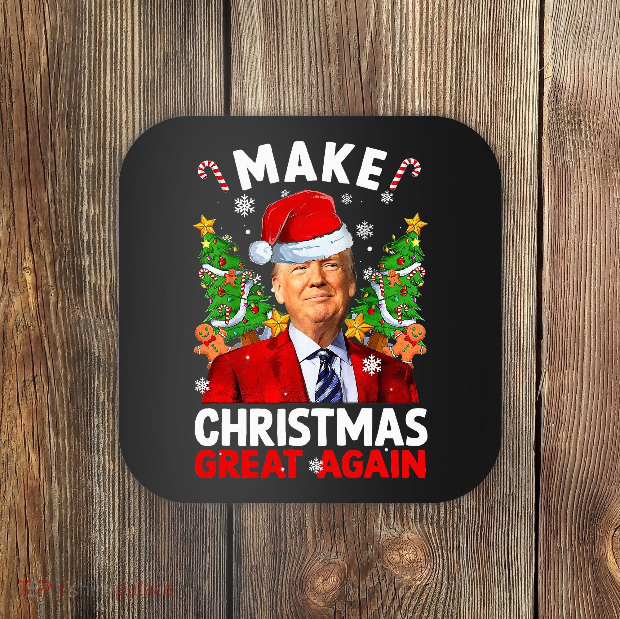 Make Christmas Great Again Funny Donald Trump Santa Xmas Coaster