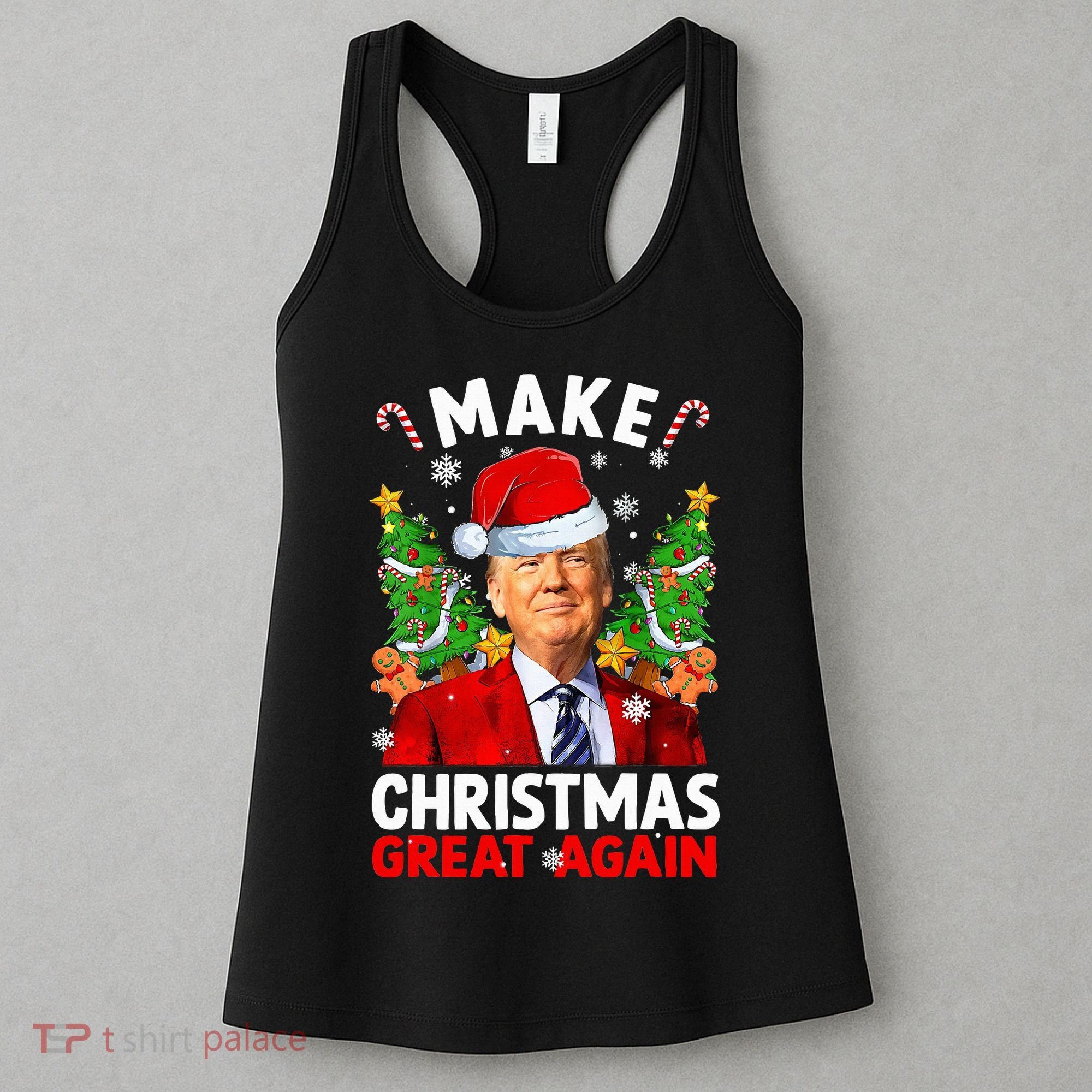 Make Christmas Great Again Funny Donald Trump Santa Xmas Women's Tank Top