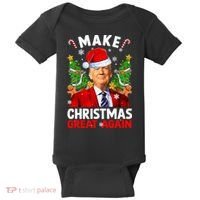Make Christmas Great Again Funny Donald Trump Santa Xmas Baby Bodysuit thumb 0